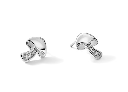 White Ice Sterling Silver Rhodium-plated Diamond Mushroom Earrings