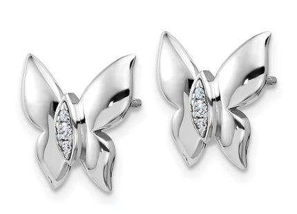 Sterling silver diamond butterfly earrings, alternate view
