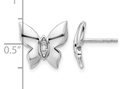 Sterling silver diamond butterfly earrings, further view