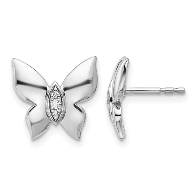 Sterling silver diamond butterfly earrings