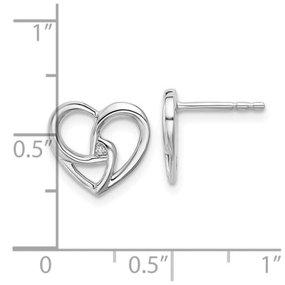 White Ice Sterling Silver Rhodium-plated Diamond Fancy Heart Post Earrings