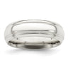 Sterling Silver Polished Domed with Grooved Beveled Edge Fancy Band Size 11