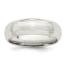 Sterling Silver Brushed Domed with Grooved Beveled Edge Fancy Band Size 10