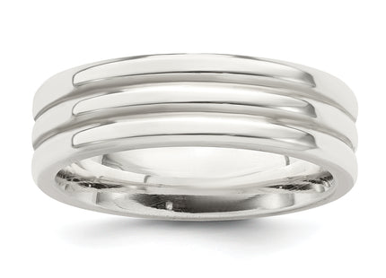 Sterling Silver Polished 5-Row Fancy Band
