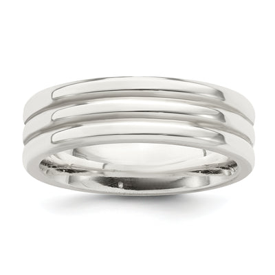 Sterling Silver Polished 5-Row Fancy Band