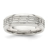 Sterling Silver Polished Flat Greek Key Design Beveled Edge Fancy Band Size 11.5
