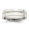 Sterling Silver Polished Flat Grooved Center Fancy Band Size 7
