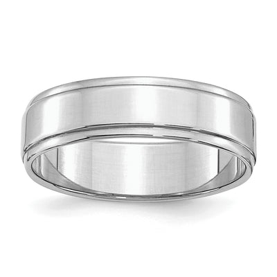 Sterling Silver Rhodium-plated Flat with Step Edge Band