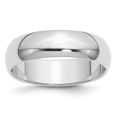 Sterling Silver Rhodium-plated Half Round Band