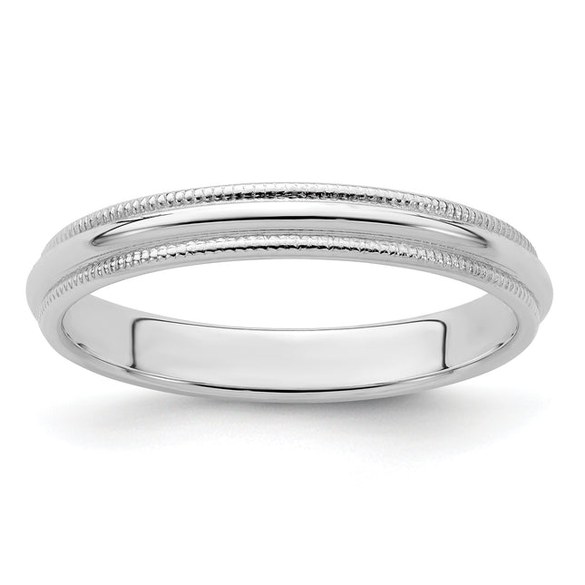 Sterling Silver Half Round Milgrain Band