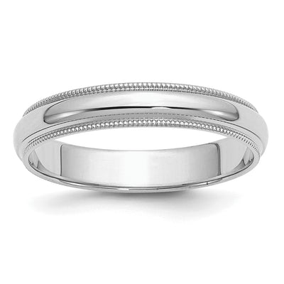 Sterling Silver Rhodium-plated Half Round Milgrain Band
