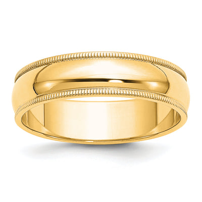 Sterling Silver Gold-plated Half Round Milgrain Band