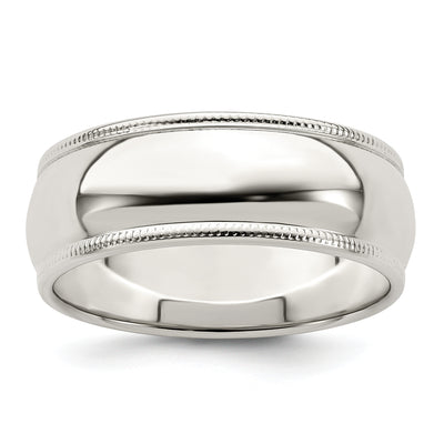 Sterling Silver Half Round Milgrain Band