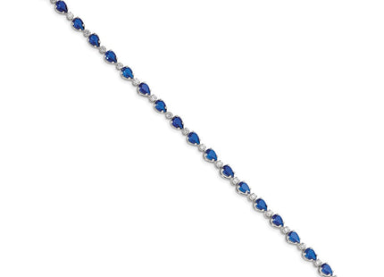 Sterling Silver Rhodium-plated Blue and Clear CZ Bracelet (Style QX207CZ)