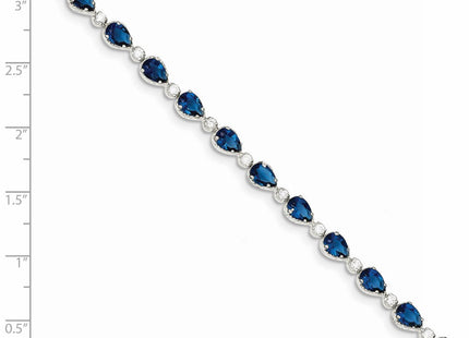Sterling Silver Rhodium-plated Blue and Clear CZ Bracelet (Style QX207CZ)