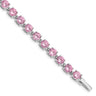 Sterling Silver Rhodium Plated Pink CZ Tennis Bracelet