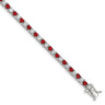 Sterling Silver Rhodium-plated Red Glass and CZ Bracelet