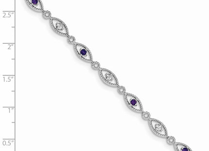 Sterling Silver Rhodium-plated Amethyst Diamond Bracelet (Style QX828AM)