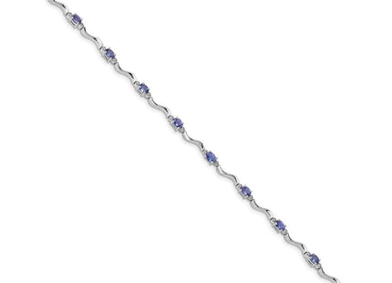 Sterling Silver Rhodium Plated Diamond and Tanzanite Bracelet (Style QX870TZ)
