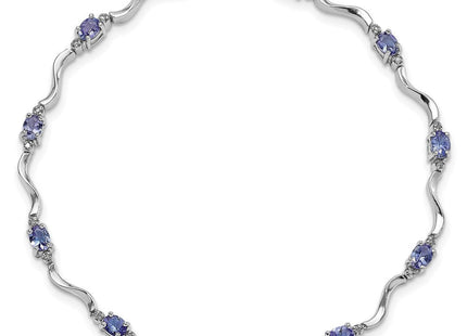 Sterling Silver Rhodium Plated Diamond and Tanzanite Bracelet (Style QX870TZ)