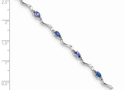 Sterling Silver Rhodium Plated Diamond and Tanzanite Bracelet (Style QX870TZ)