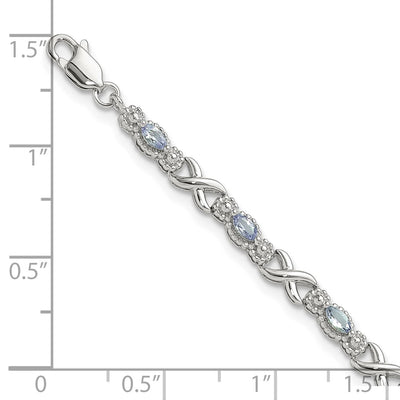 Sterling Silver Rhodium-plated Polished Tanzanite Xs Bracelet