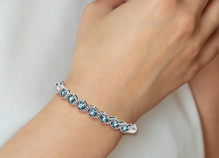 Sterling silver blue topaz bangle, further view