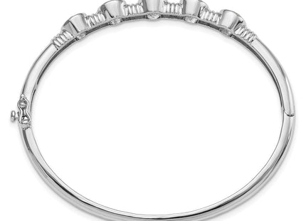 Sterling Silver Rhodium-plated Light Swiss Blue Topaz Hinged Bangle (Style QX986BT)