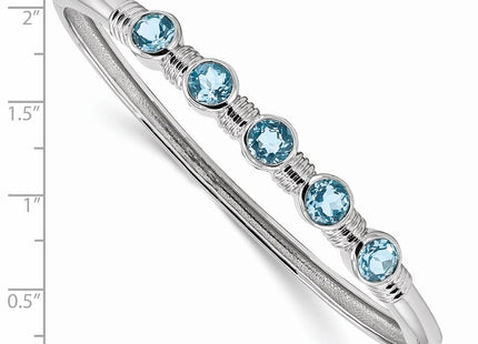Sterling Silver Rhodium-plated Light Swiss Blue Topaz Hinged Bangle (Style QX986BT)