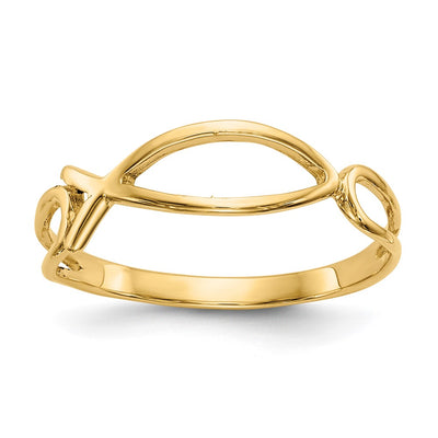 14K Polished Ichthus Fish Ring