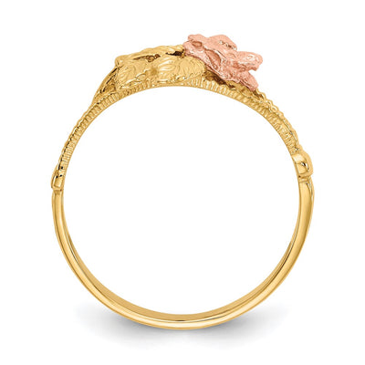 14K Two-tone Diamond-Cut Rose Ring