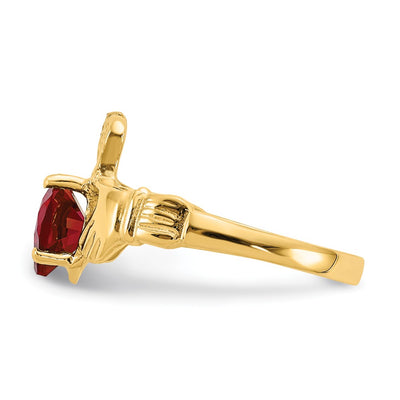 14K January CZ Birthstone Claddagh Ring