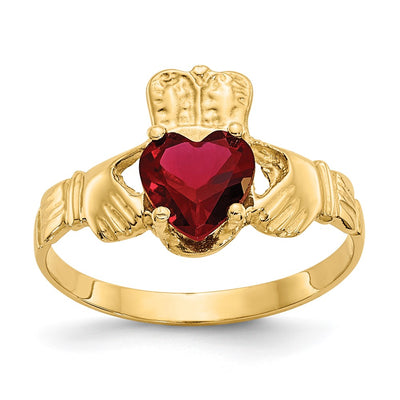 14K gold cubic zirconia claddagh ring