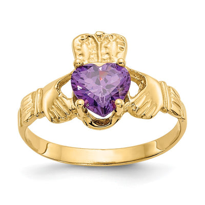 14K gold cubic zirconia claddagh ring