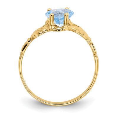 14K March CZ Birthstone Claddagh Ring