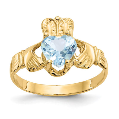 14K gold cubic zirconia claddagh ring