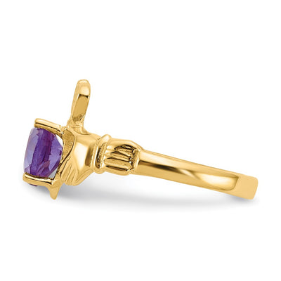 14K June CZ Birthstone Claddagh Ring