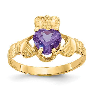 14K gold cubic zirconia claddagh ring