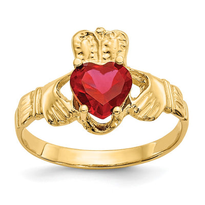 14K gold cubic zirconia claddagh ring