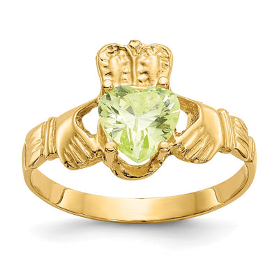 14K gold cubic zirconia claddagh ring