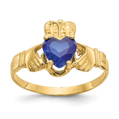 14K gold cubic zirconia claddagh ring