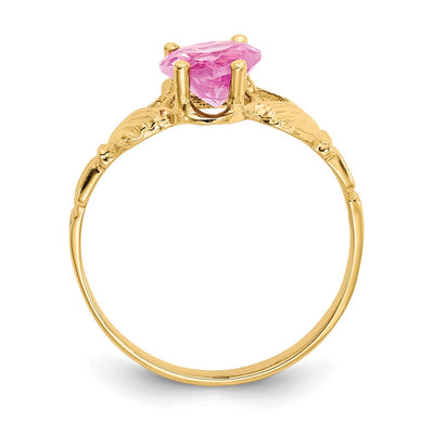 14K October CZ Birthstone Claddagh Ring