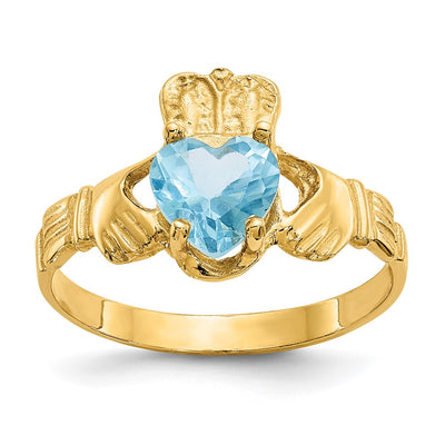14K gold cubic zirconia claddagh ring