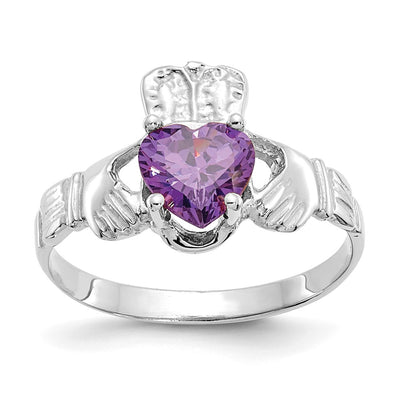 14K white gold cubic zirconia claddagh ring
