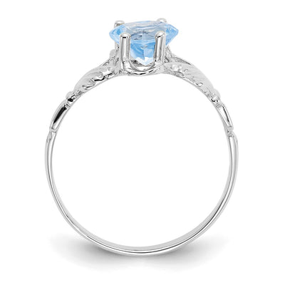 14K White Gold March CZ Birthstone Claddagh Ring