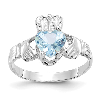 14K white gold cubic zirconia claddagh ring