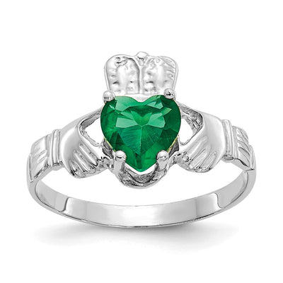 14K white gold cubic zirconia claddagh ring