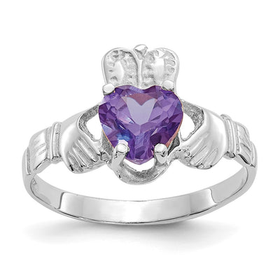 14K white gold cubic zirconia claddagh ring