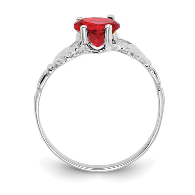 14K White Gold July CZ Birthstone Claddagh Ring
