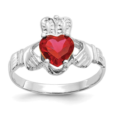 14K white gold cubic zirconia claddagh ring